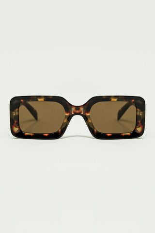 square sunglasses with brown abstract print
