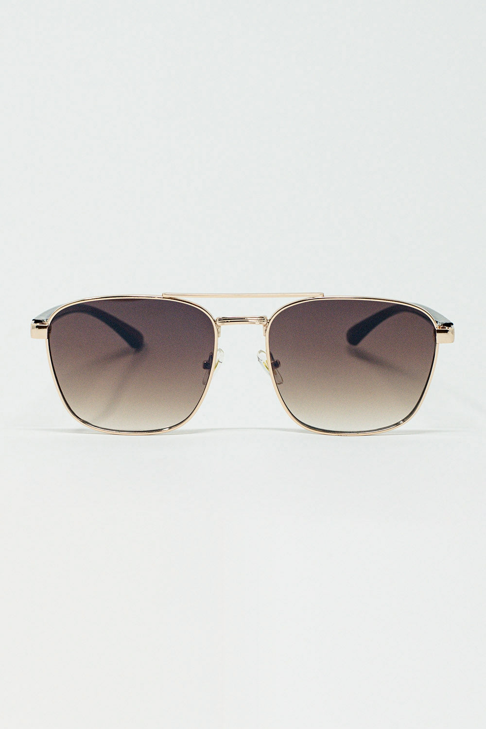 Squared Metal Sunglasses in Brown Smoke Lens - Sunglasses