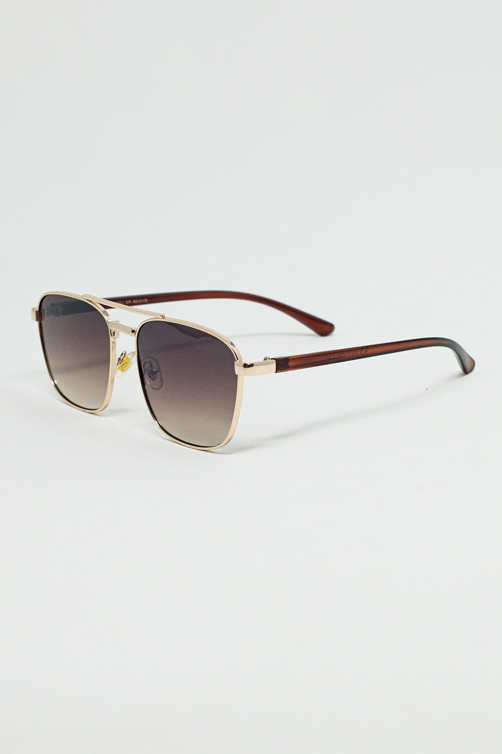 Squared Metal Sunglasses in Brown Smoke Lens - Sunglasses
