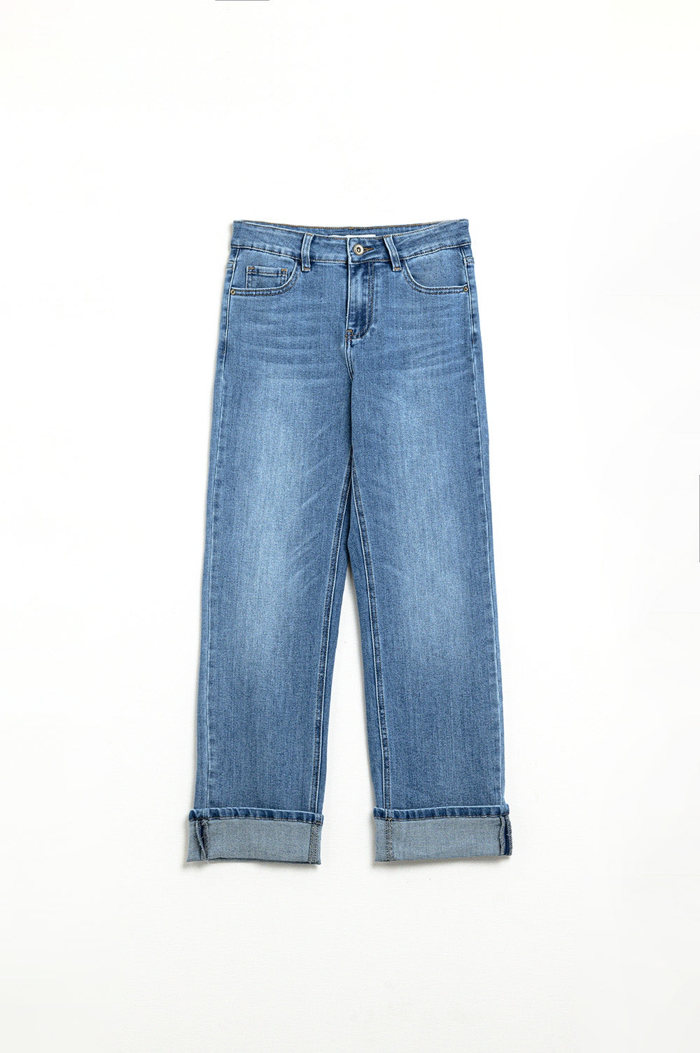 Straight Hem denim Elastic jeans in Medium Wash