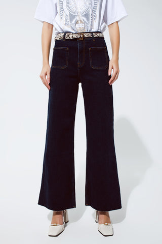 Straight Jeans With Pocket Detail In Dark Wash