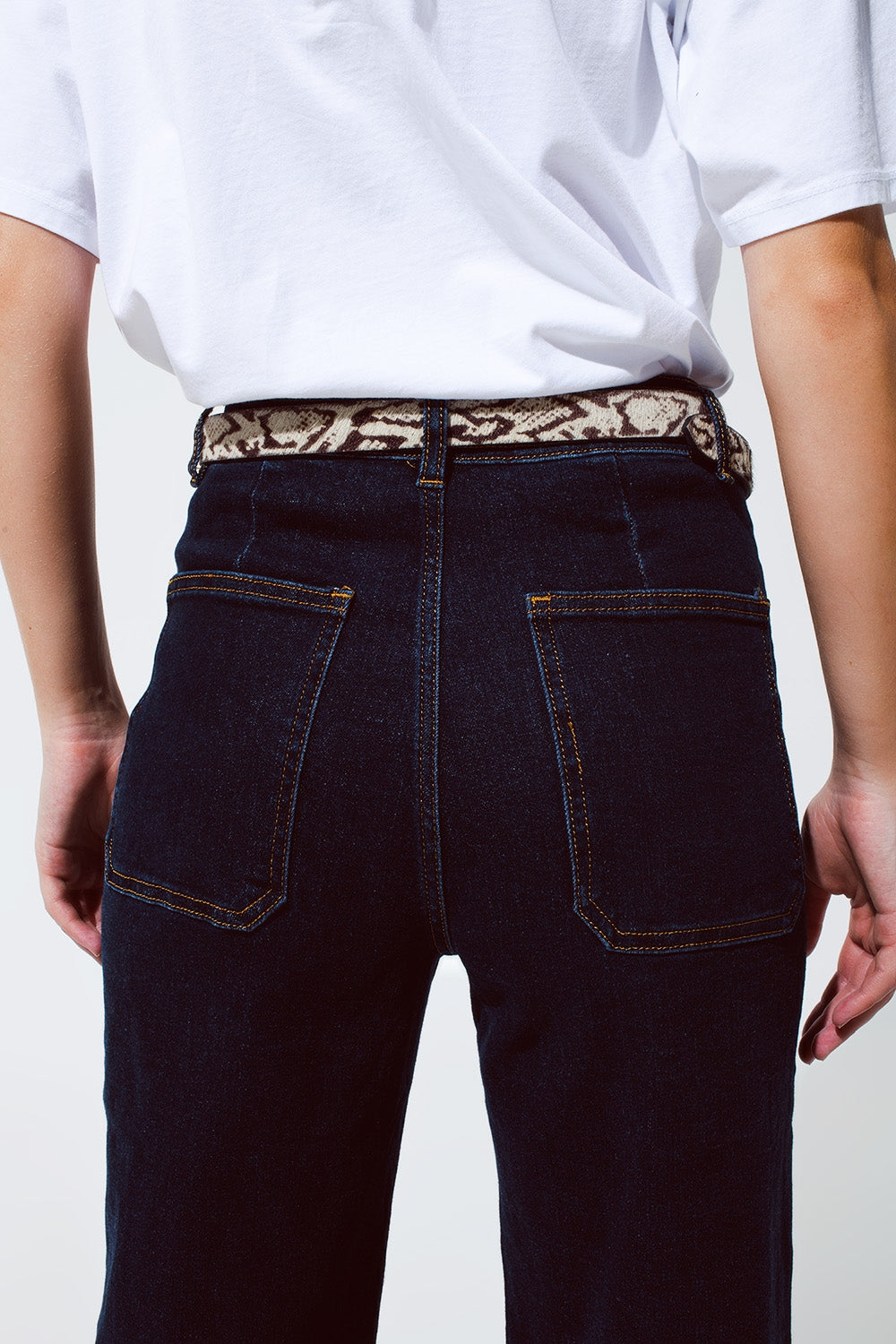 Straight Jeans With Pocket Detail In Dark Wash - Jeans