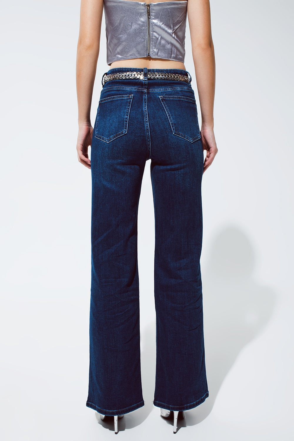 Straight Leg Jeans with strass detail in Blue - Jeans