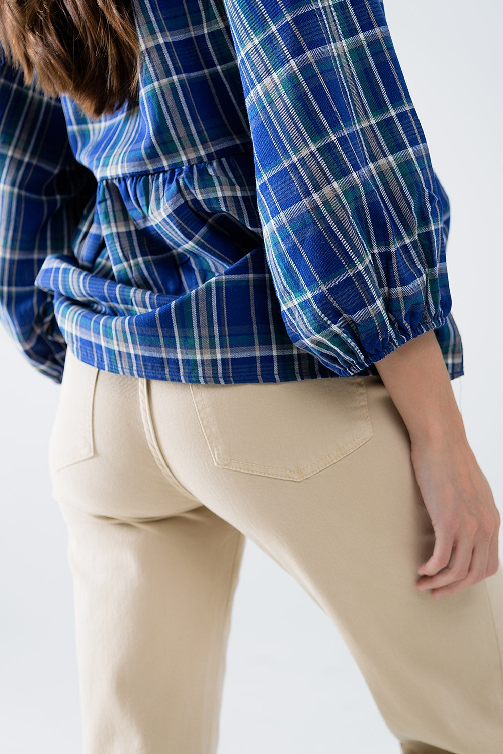 Straight leg Pants with cropped hem in dark beige - Trousers