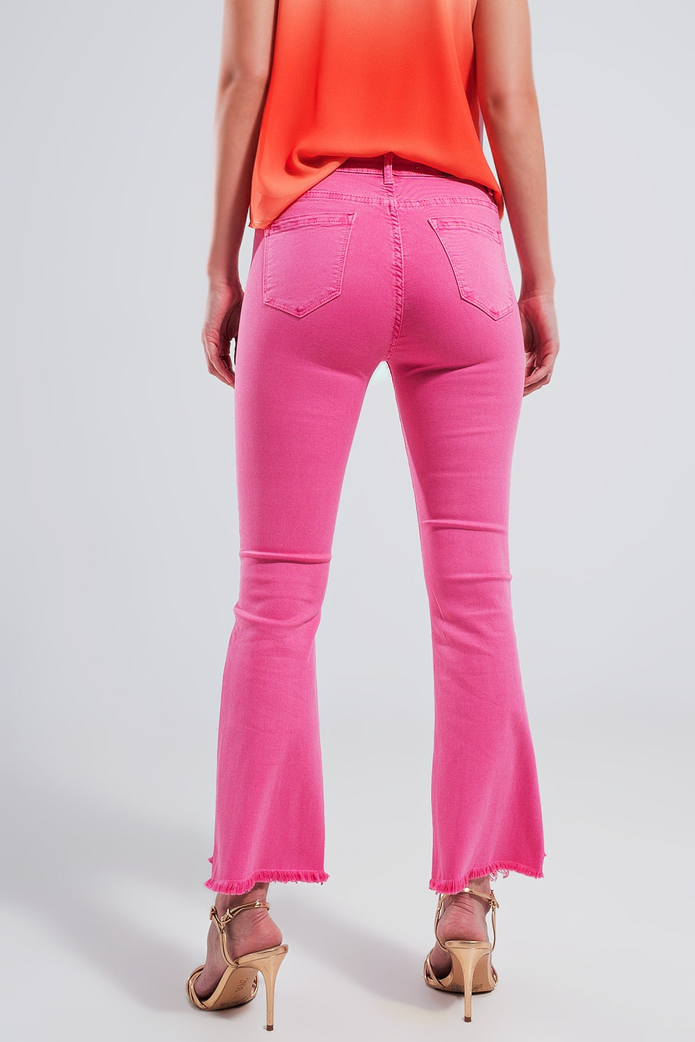 Straight Pants in fuchsia with wide ankles - Jeans