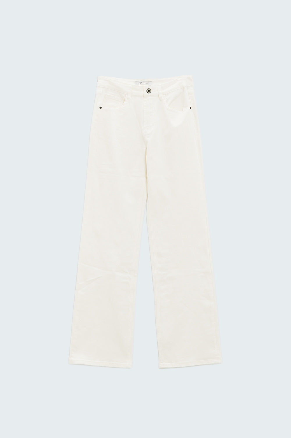 Stretch Denim Straight Jeans With 5 Pockets in White - Jeans