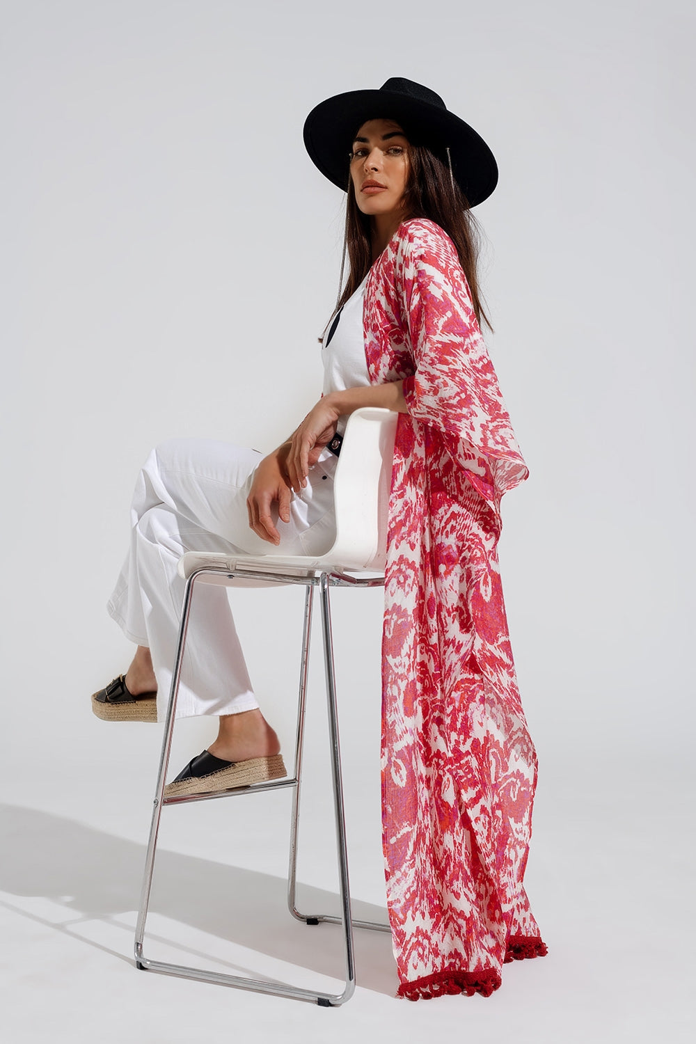 Stretch Denim Straight Jeans With 5 Pockets in White - Jeans