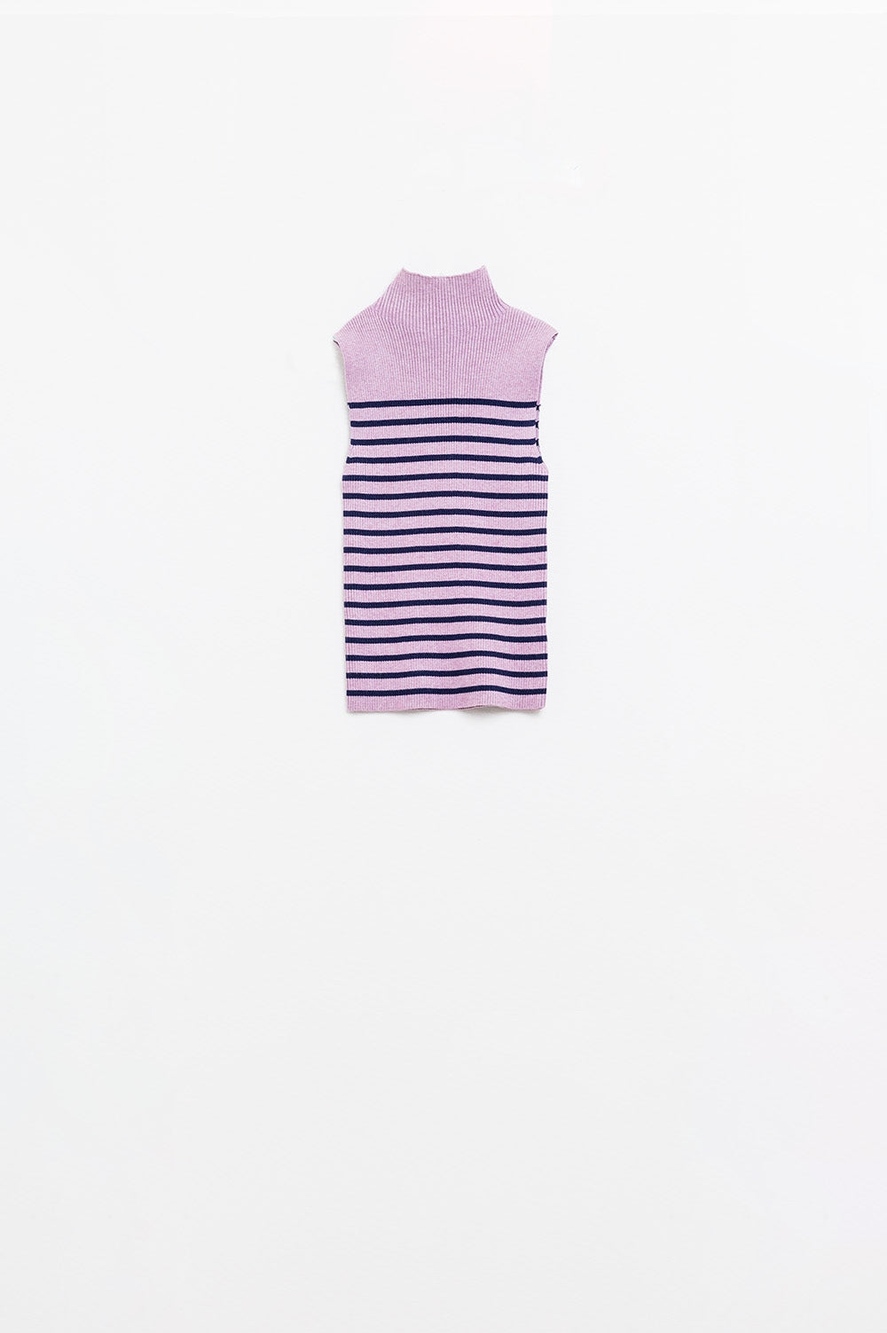 Striped Turtle Neck Tank Top In Lavander - Jumpers