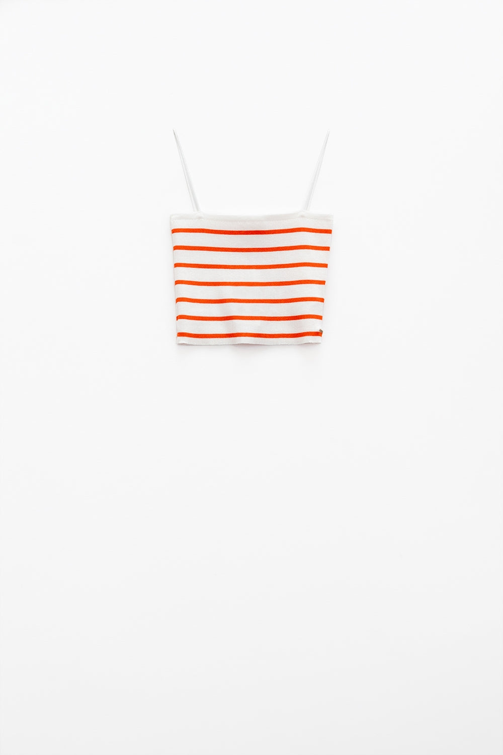 Striped White and Orange Top With Square Neckline Q2 Tops BoutiqueLua