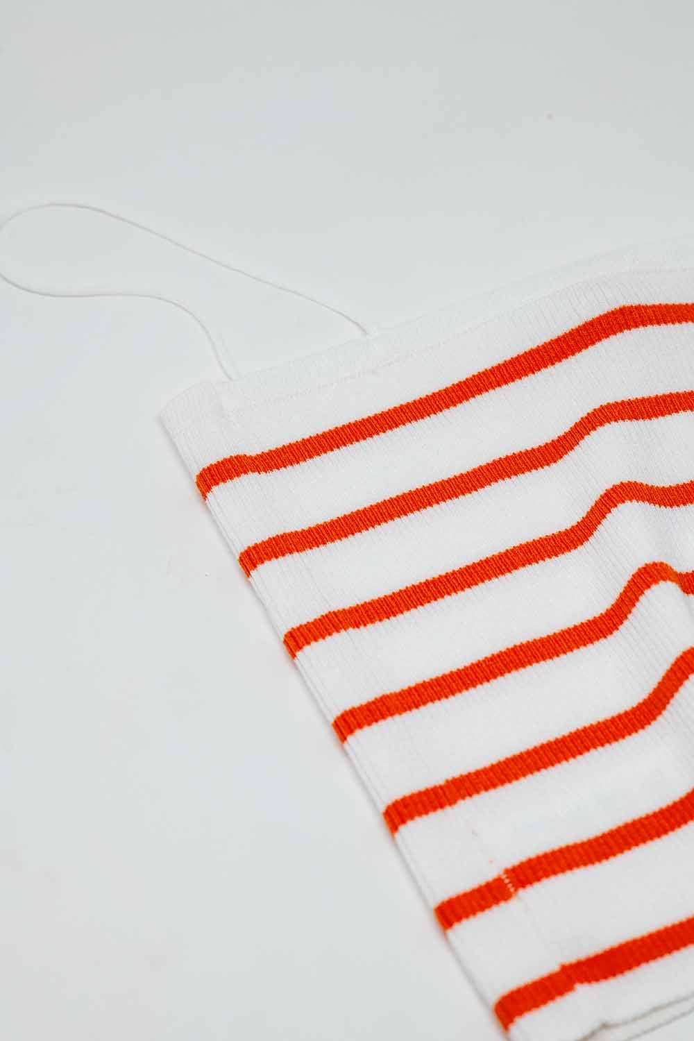 Striped White and Orange Top With Square Neckline Q2 Tops BoutiqueLua