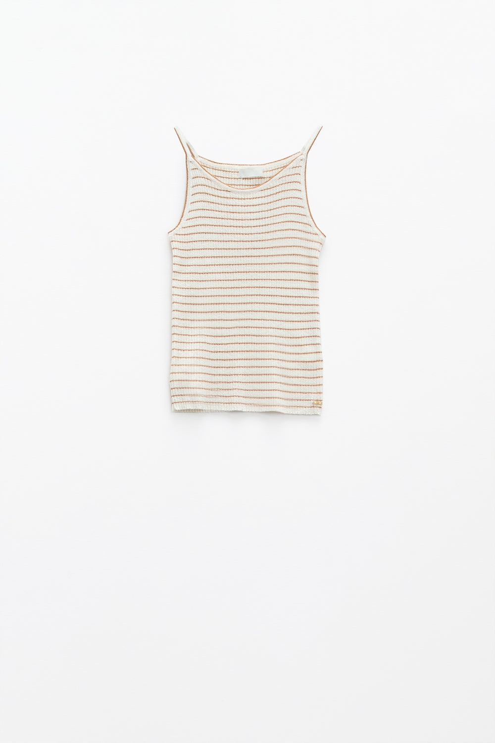 Stripped Ribbed Basic Tank Top In White And Brown Q2 Sweaters BoutiqueLua