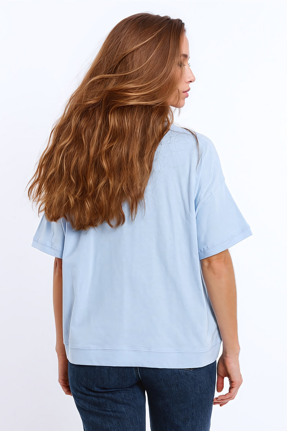 Sunshine Oversized T-shirt With Textured Text At The Front In Blue - T-Shirts