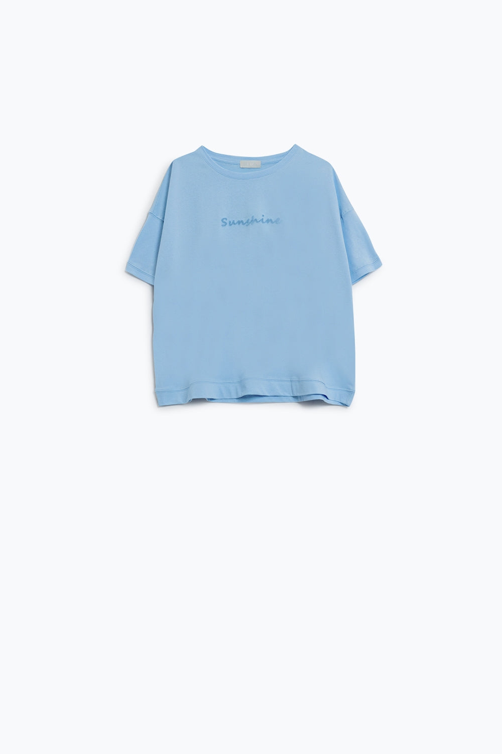 Sunshine Oversized T-shirt With Textured Text At The Front In Blue - T-Shirts