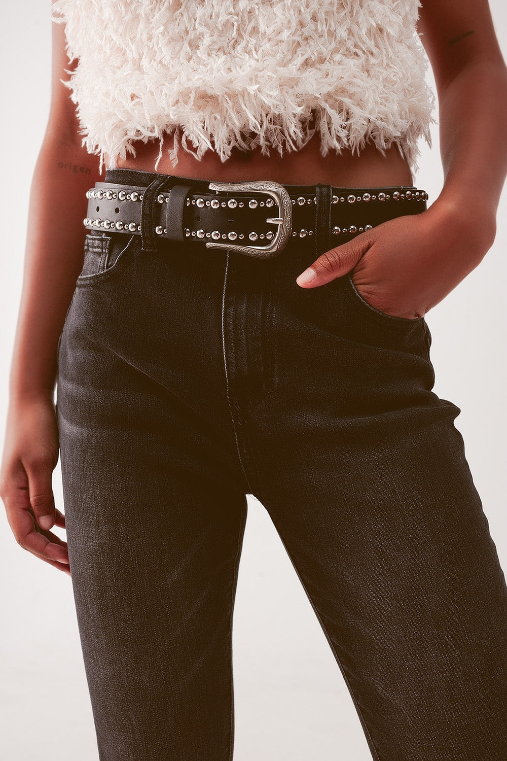 Super high waist skinny jeans in washed black - Jeans