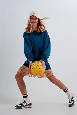 Moletom super oversized com detalhe de costura na cor azul