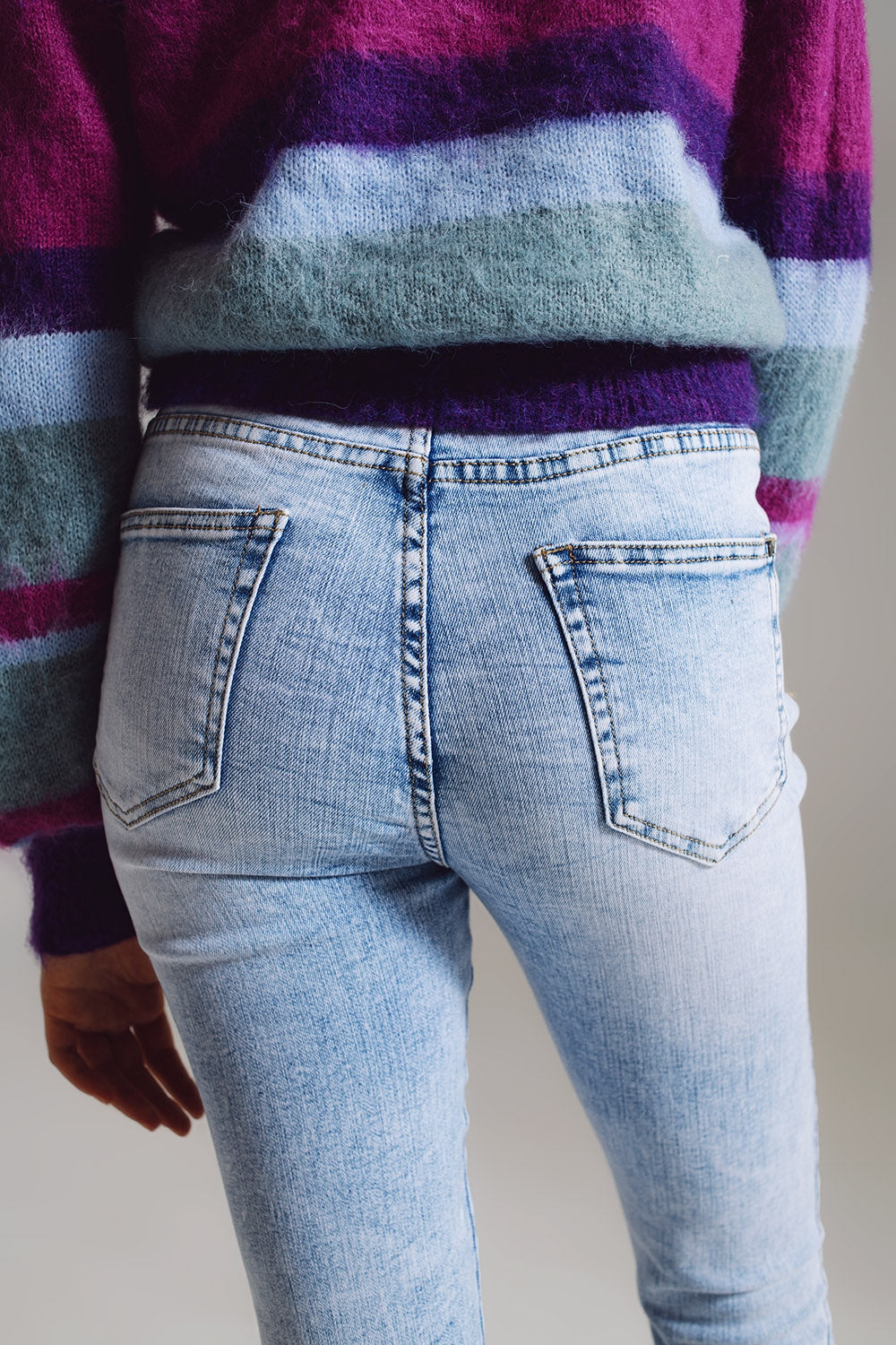 Super skinny jeans in mid rise in light blue wash Q2 Jeans BoutiqueLua