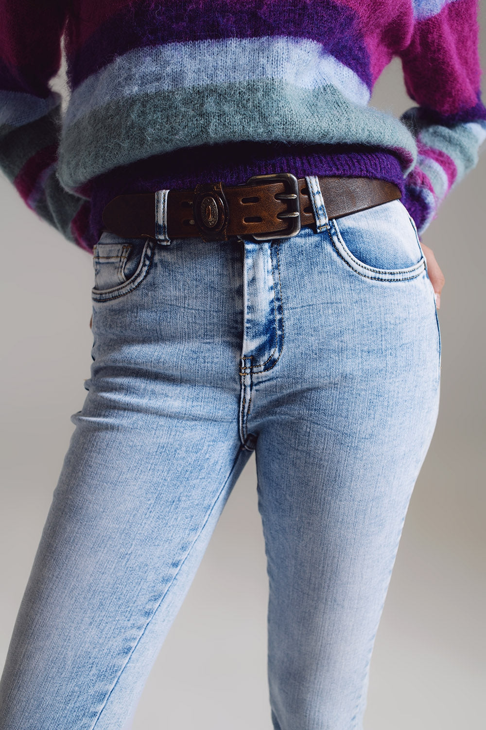 Super skinny jeans in mid rise in light blue wash Q2 Jeans BoutiqueLua