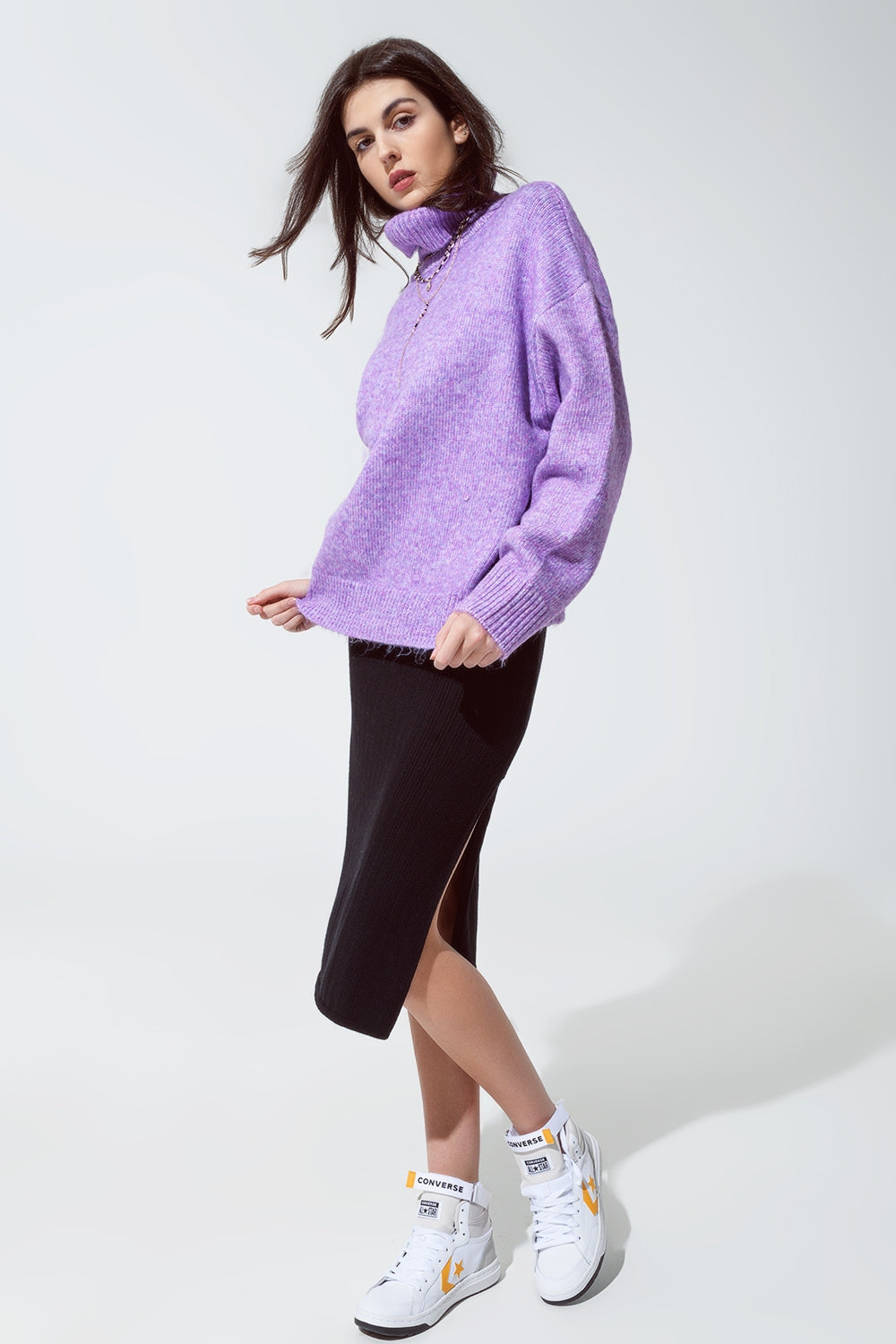 Sweater in purple with a turtleneck Q2 Sweaters BoutiqueLua