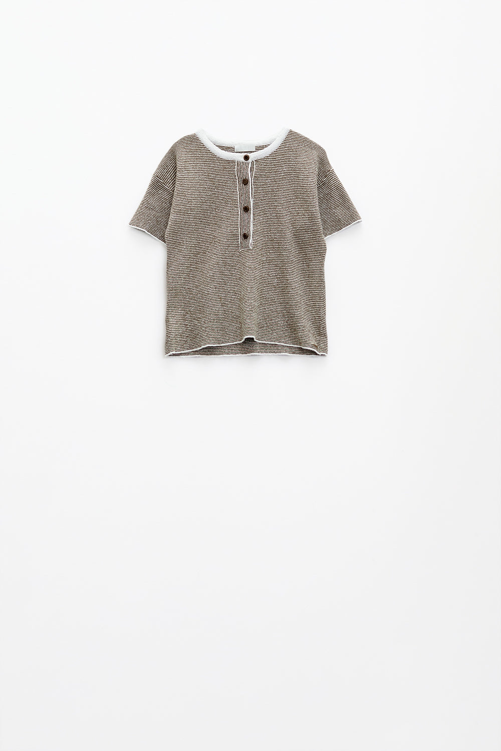 sweater with khaki stripes and gold button closure - T-shirts