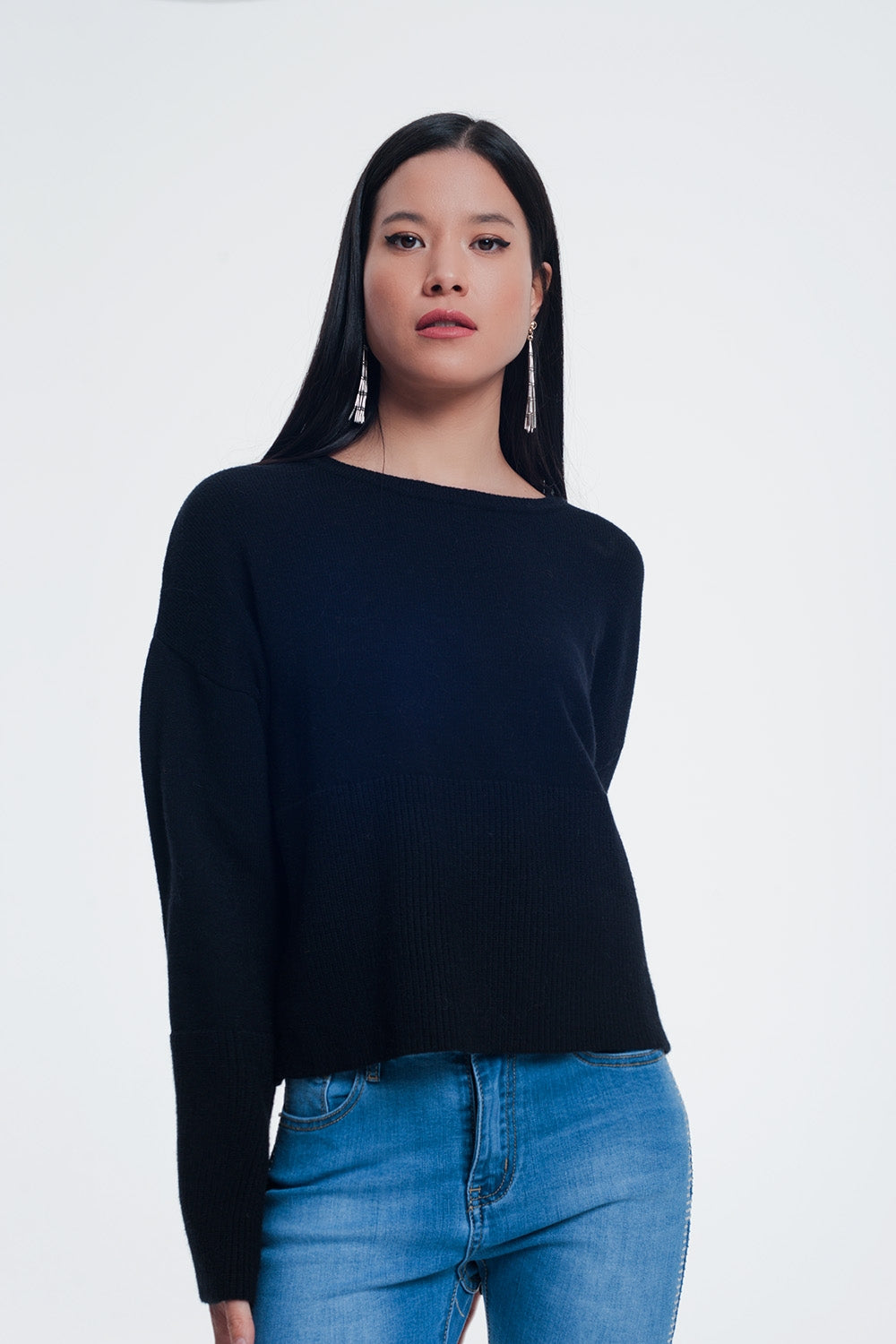 sweater with long sleeves in black - Jumpers