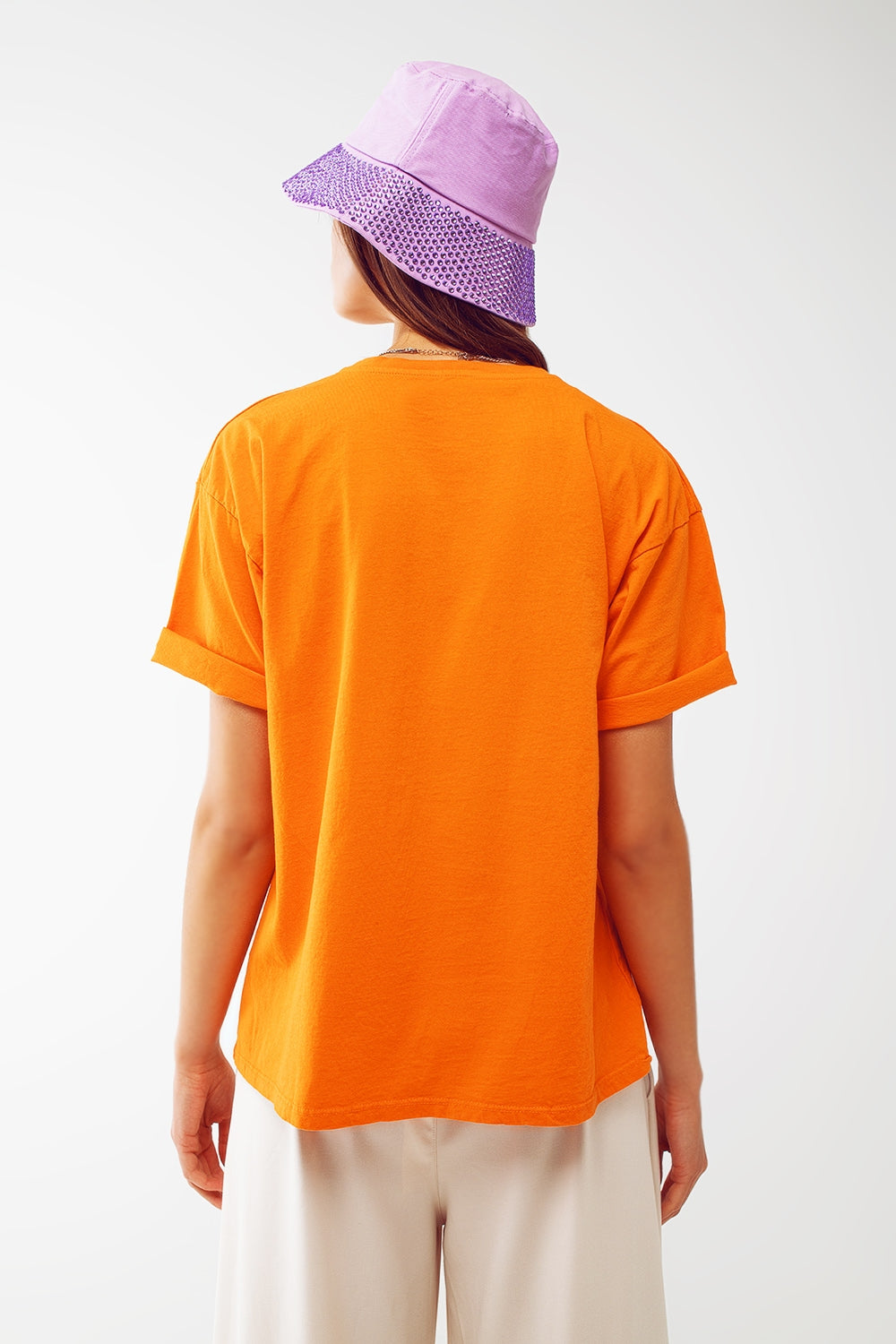T-shirt With Good Vibes Text In Orange - T-Shirts