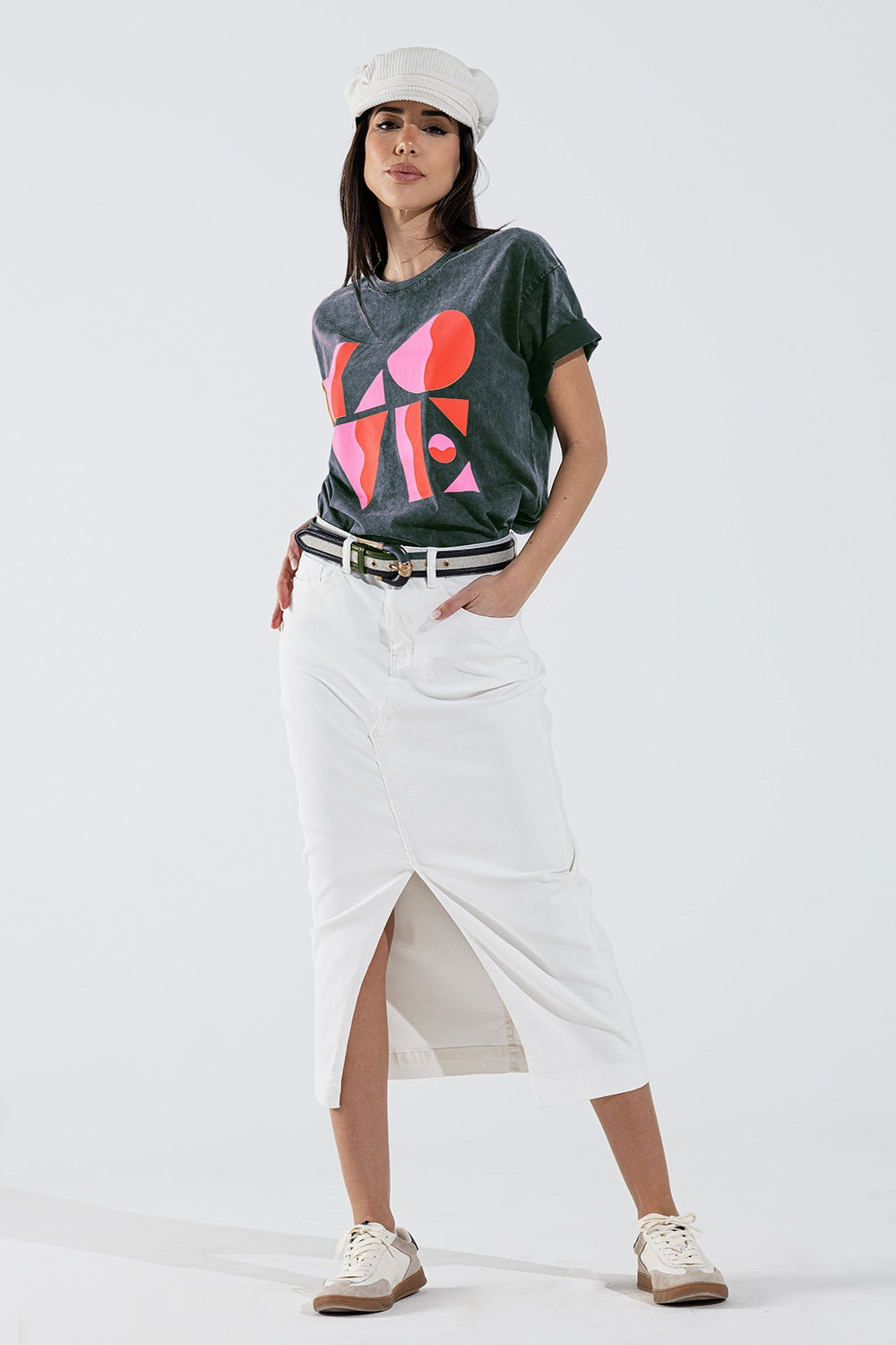 T-shirt with LOVE art deco digital print in Grey - T-Shirts