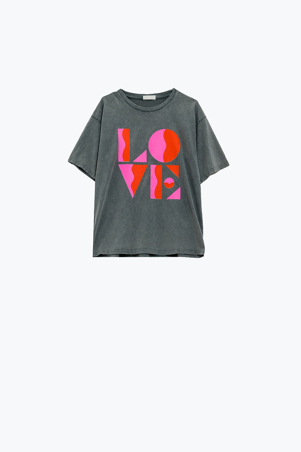 T-shirt with LOVE art deco digital print in Grey - T-Shirts