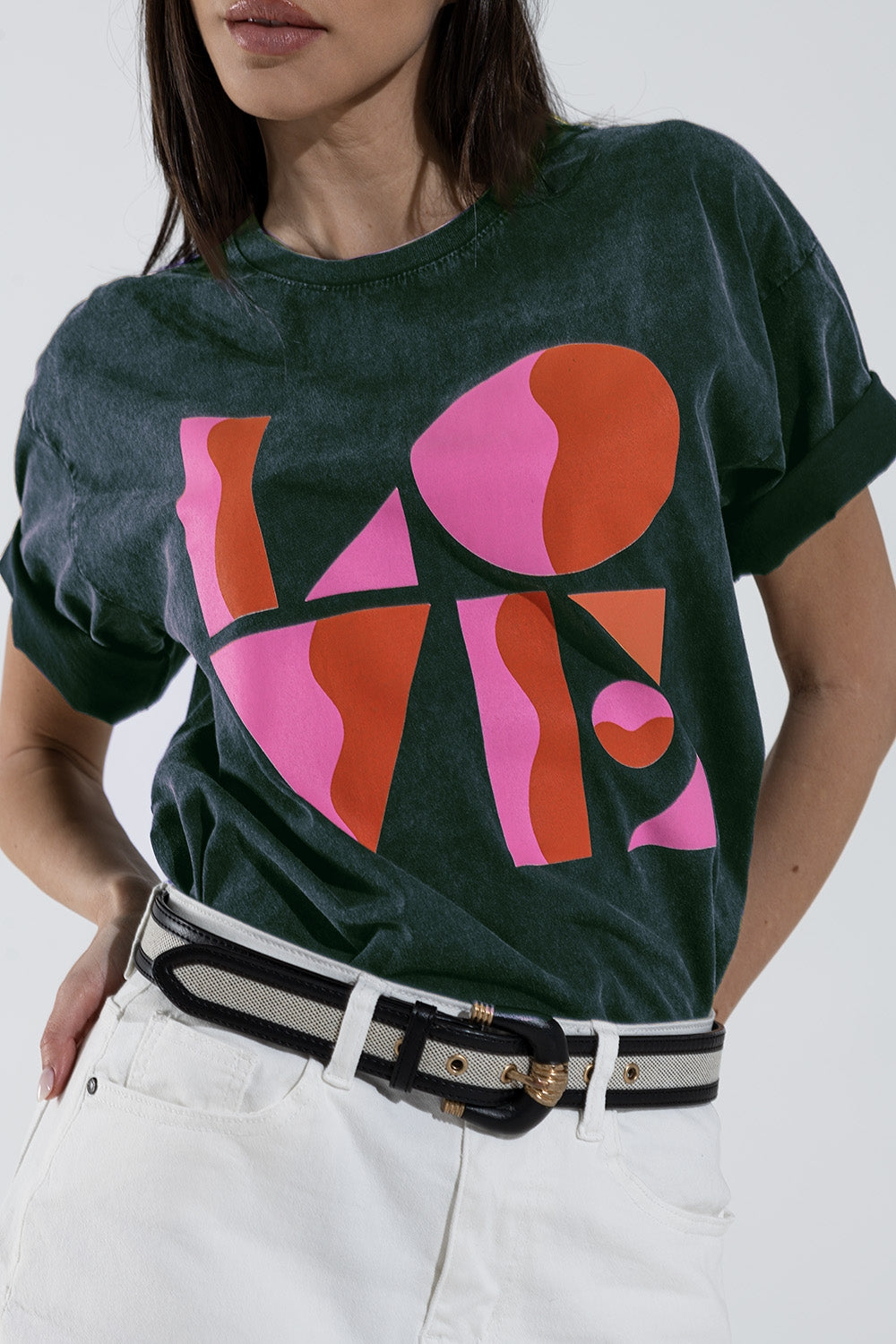 T-shirt with LOVE art deco digital print in Grey - T-Shirts
