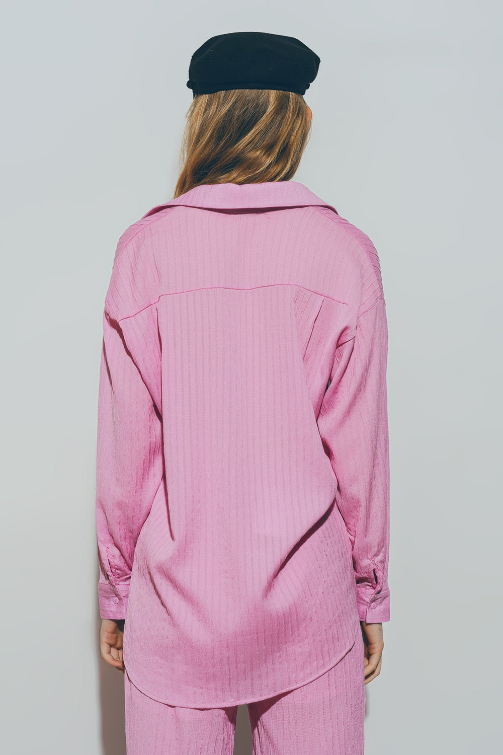 Textured Loose Shirt in Pink Q2 Shirts BoutiqueLua