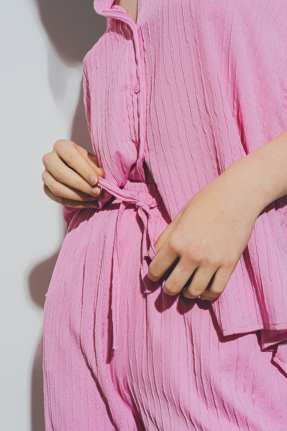 Textured Loose Shirt in Pink Q2 Shirts BoutiqueLua