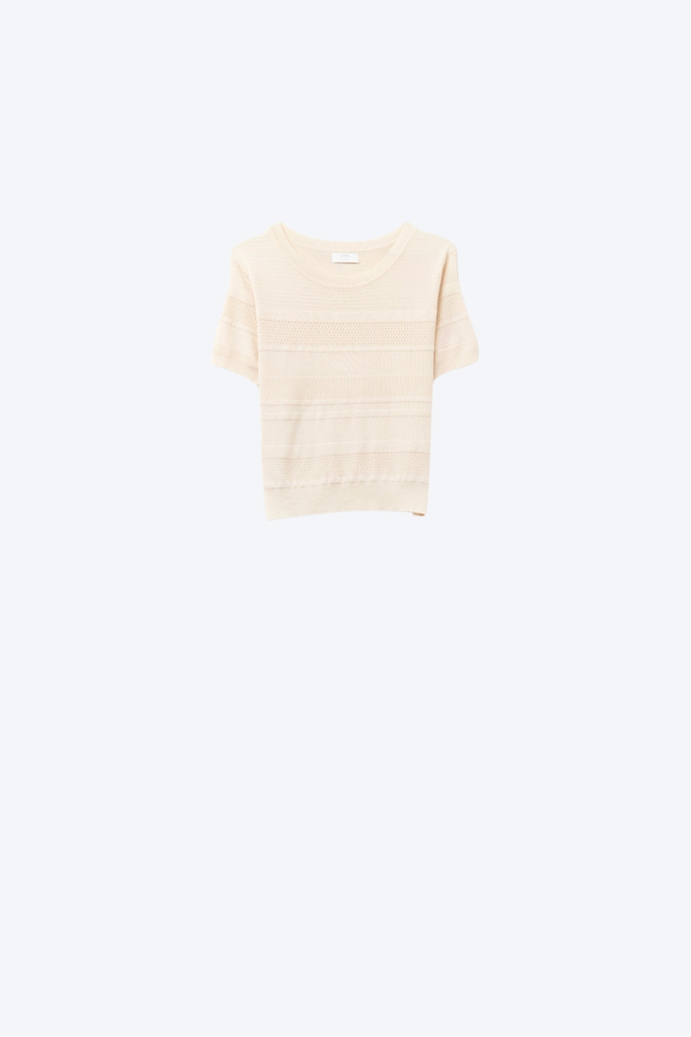 Textured Stripe Knit Sweater in Beige - Jumpers