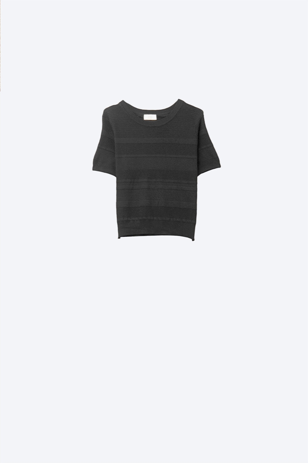 Textured Stripe Knit Sweater in Black - Sweaters