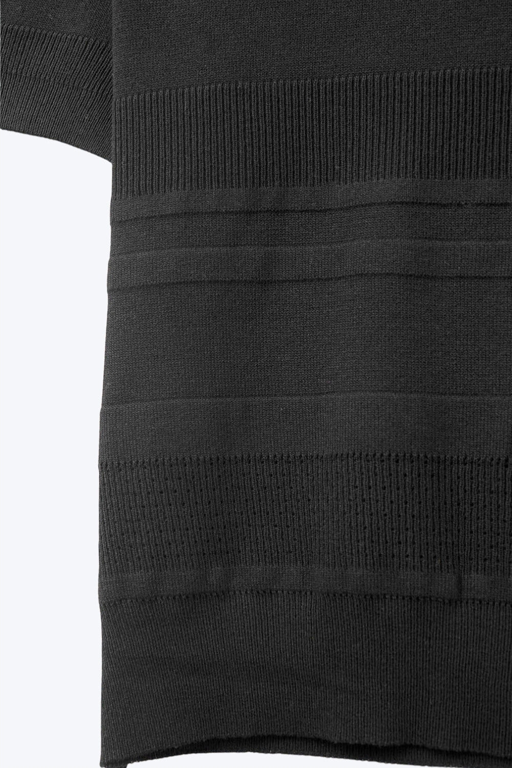 Textured Stripe Knit Sweater in Black - Sweaters