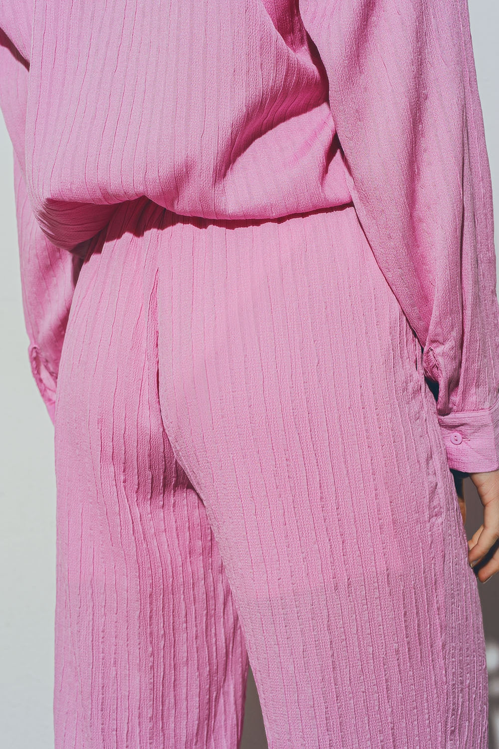 Textured Wide Leg Pants in Pink Q2 Pants BoutiqueLua