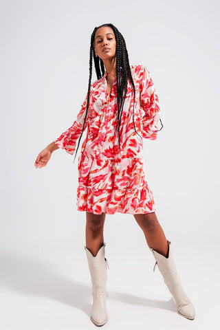 Robe mini à volants fuchsia
