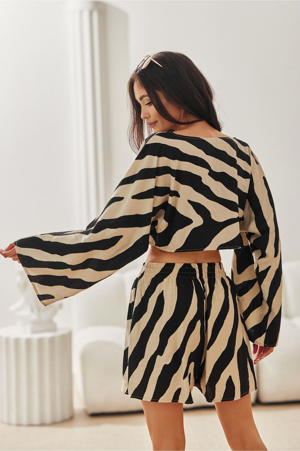 BoutiqueLua Trendy Crop Blouse for Women Zebra Print -