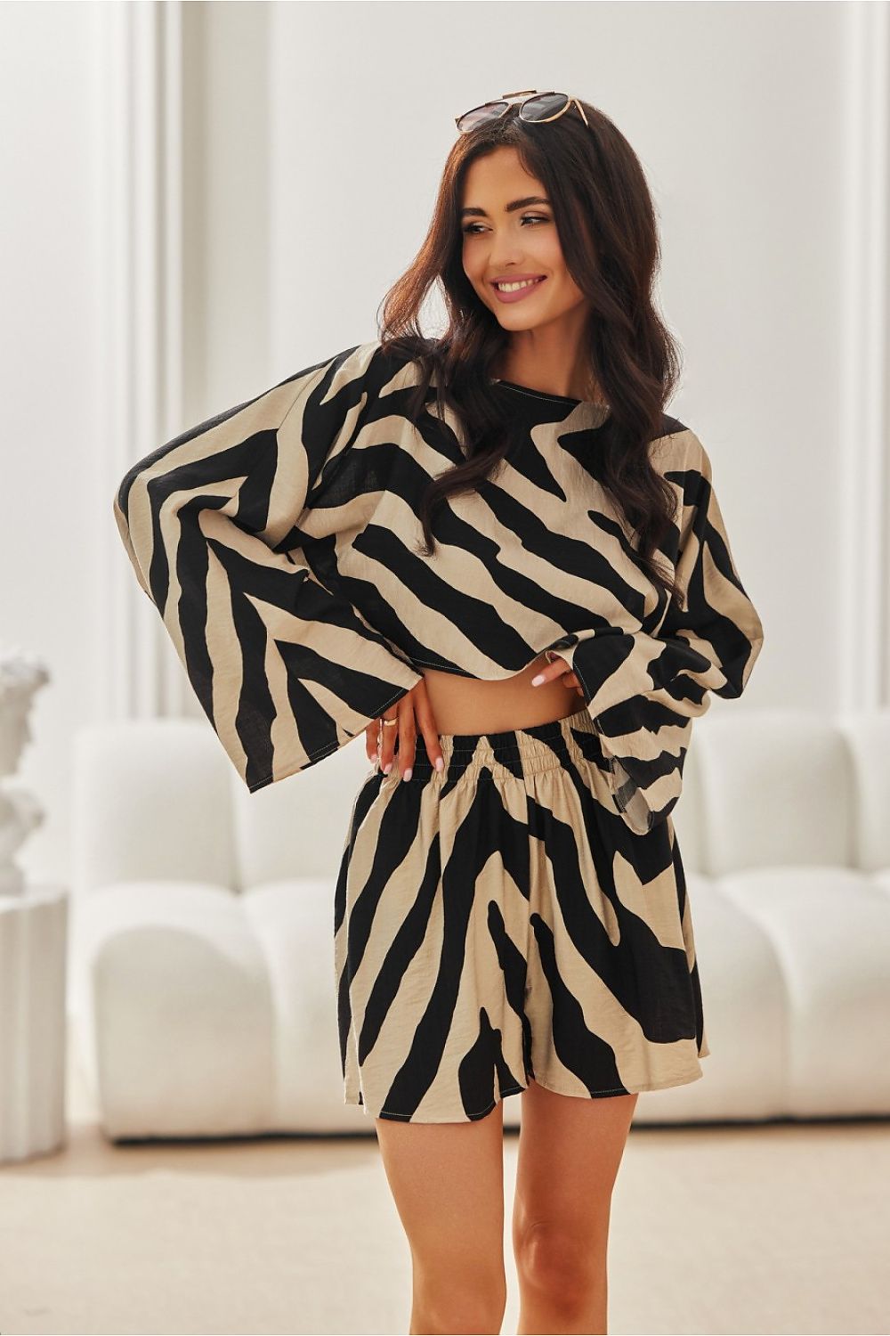 BoutiqueLua Trendy Crop Blouse for Women Zebra Print -
