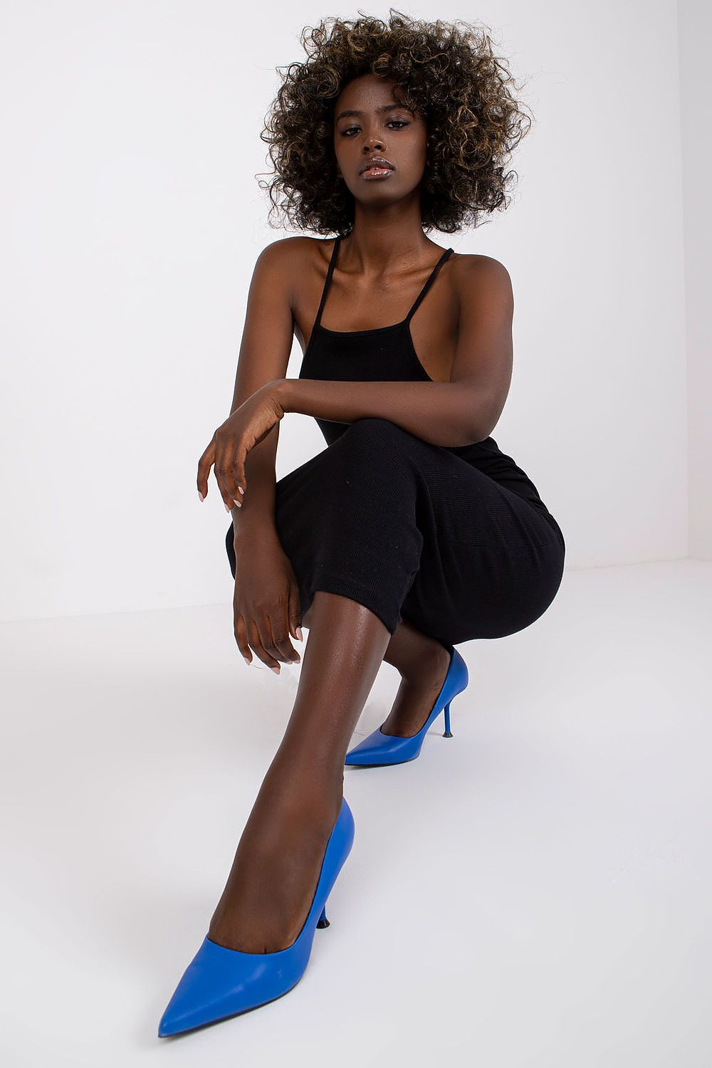 Boutique Lua Trendy Fitted Midi Dress in Blue -