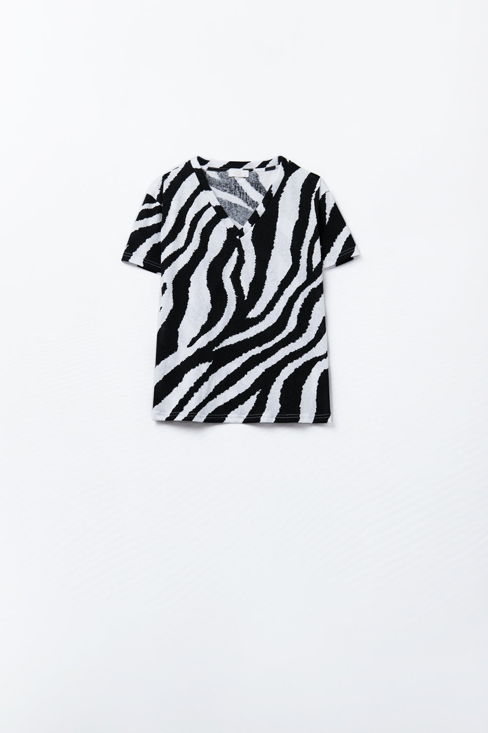 V-neck t-shirt with black zebra print - T-Shirts