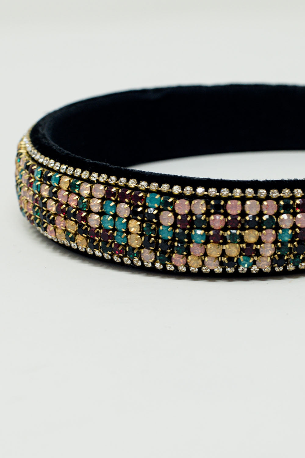 Velvet headband with rhinestone embellishments - Headbands
