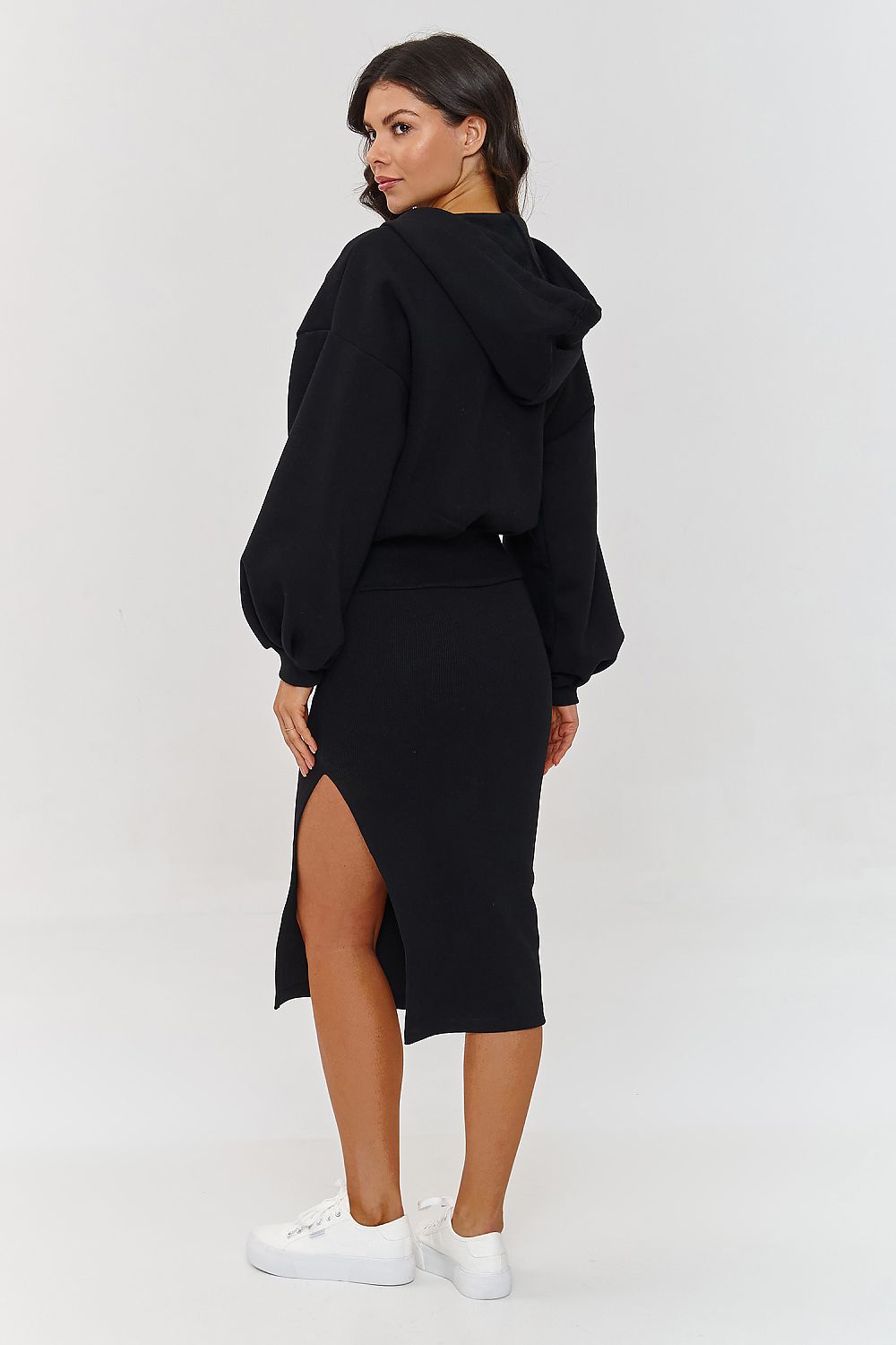Versatile Midi Dress and Jacket Set in Black - Outfit Sets