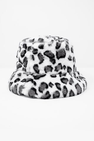 Chapeau bob blanc à imprimé animal