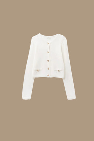 White Cardigan with Gold Buttons
