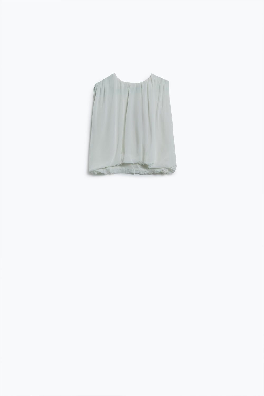 white chiffon Top With Ruche Design - Tops