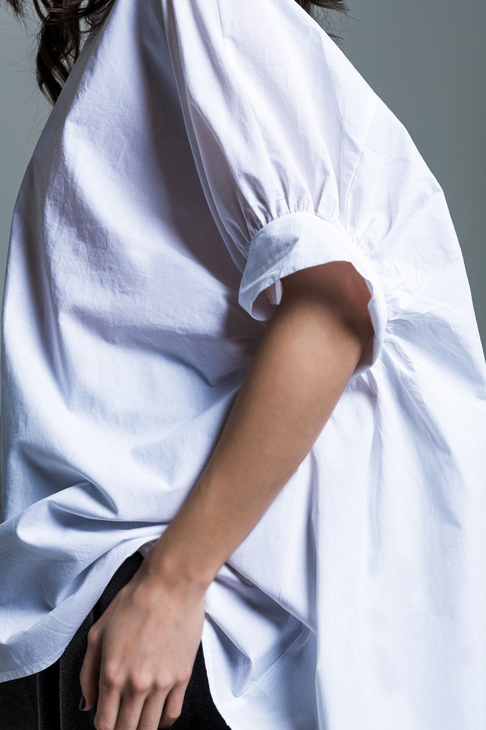 White oversized blouse with short sleeves - Blouses