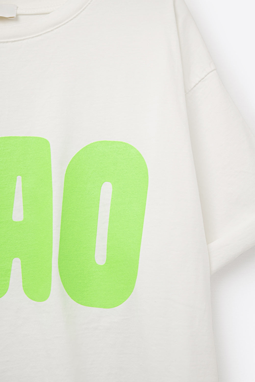 White Relaxed CIAO T-Shirt With Green Letters - T-Shirts