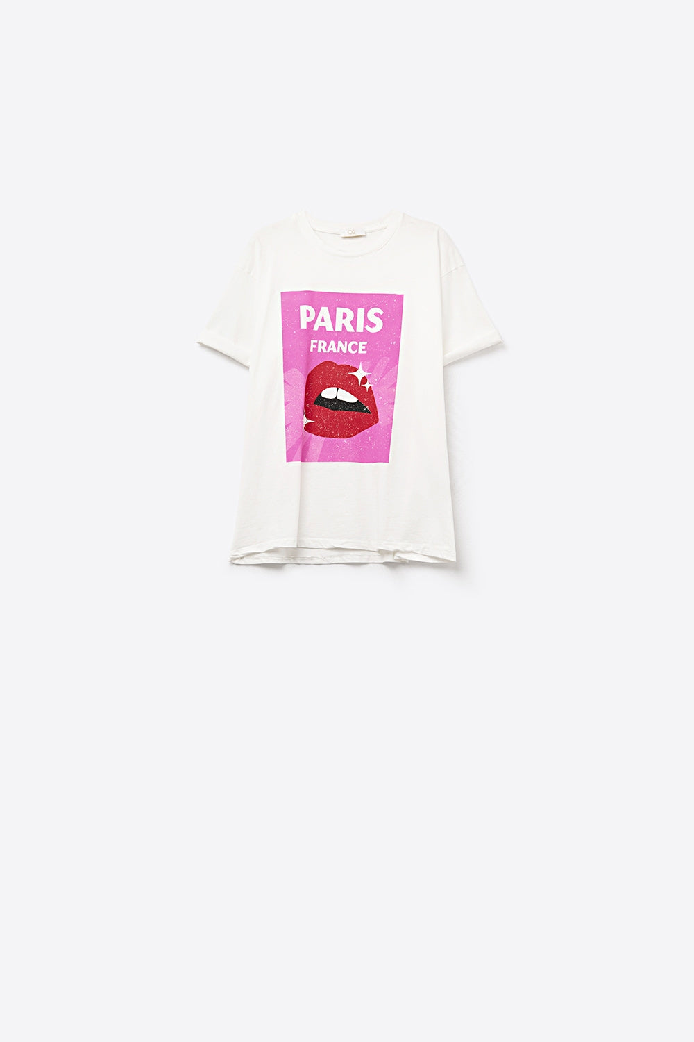 White Relaxed T-shirt With Lip Print made in Italy - T-Shirts