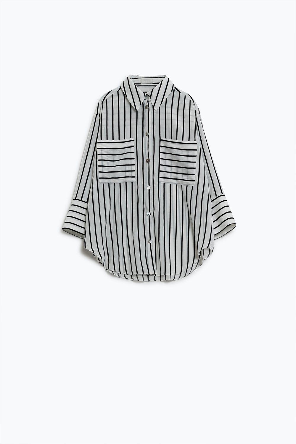 White shirt with black stripes and chest pockets - Shirts