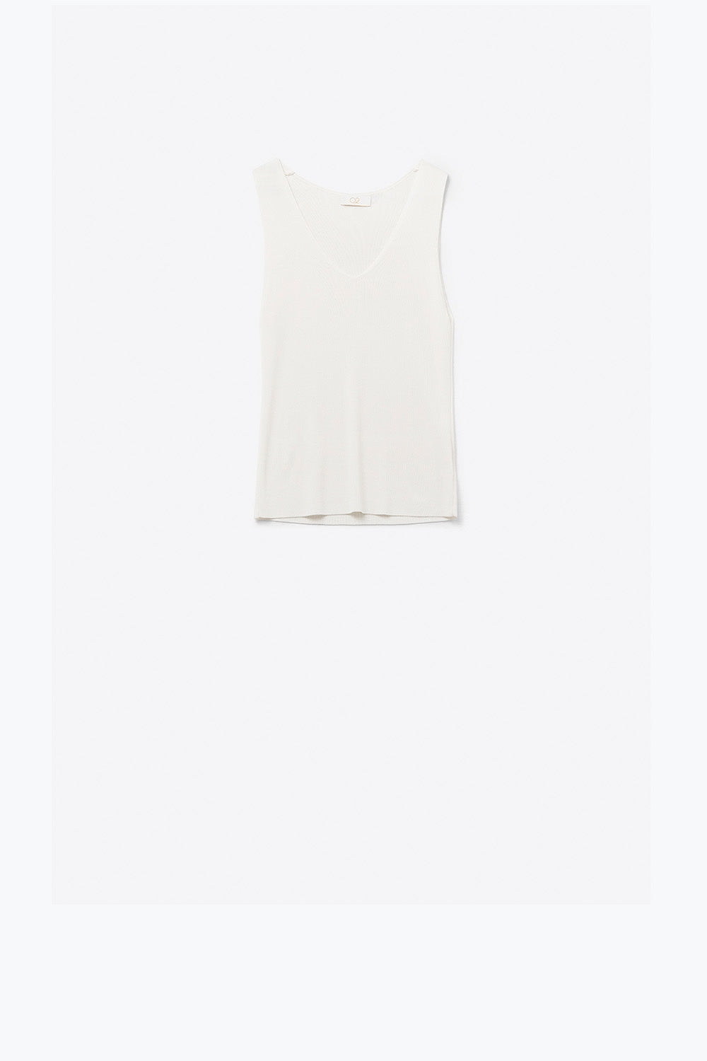 White sleeveless fine knitted top With V-Neck - Jumpers