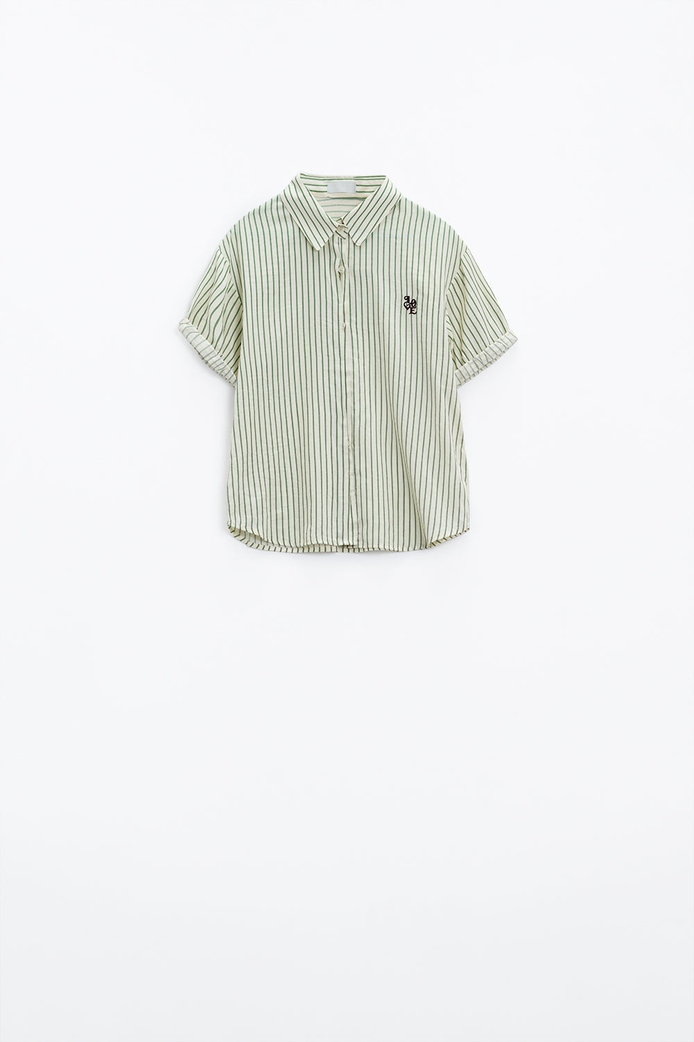 White Striped Blouse With Love Logo On Chest - Blouses